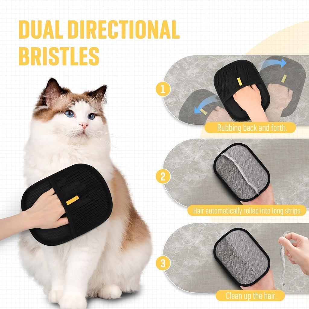 Pet Hair Remover, Electrostatic Pet Hair Removal Gloves, Reusable Cat & Dog Hair Remover for Couch, Furniture, Carpet, Curtain, Upgraded Animal Fur Removal Tool, Cat Grooming Gloves (Pack of 1)